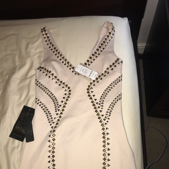 MULTI-STUD PONTE DRESS BEBE - Picture 3 of 3